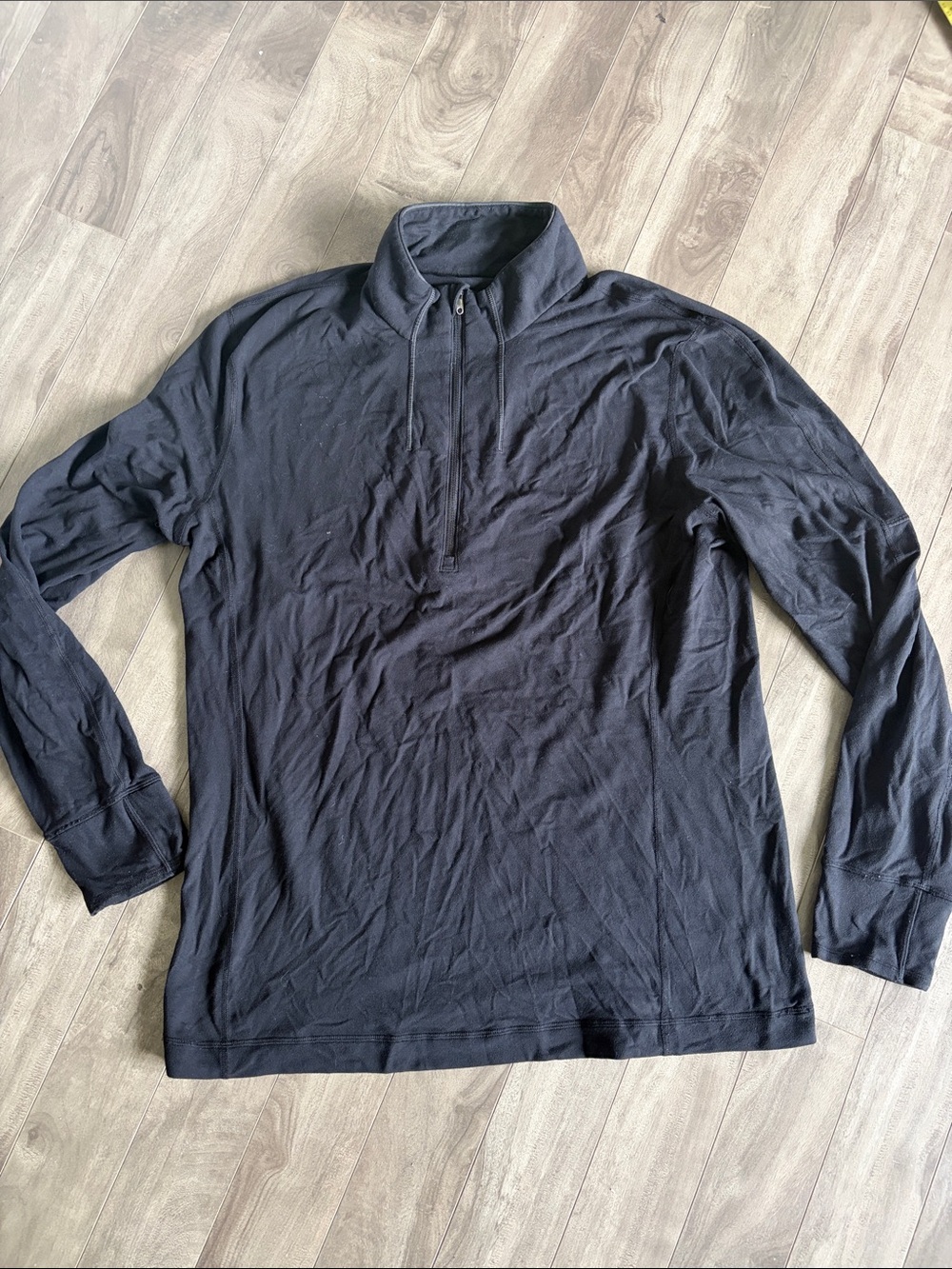Lululemon Mens Soft 1/2 Zip Black Pullover Shirt